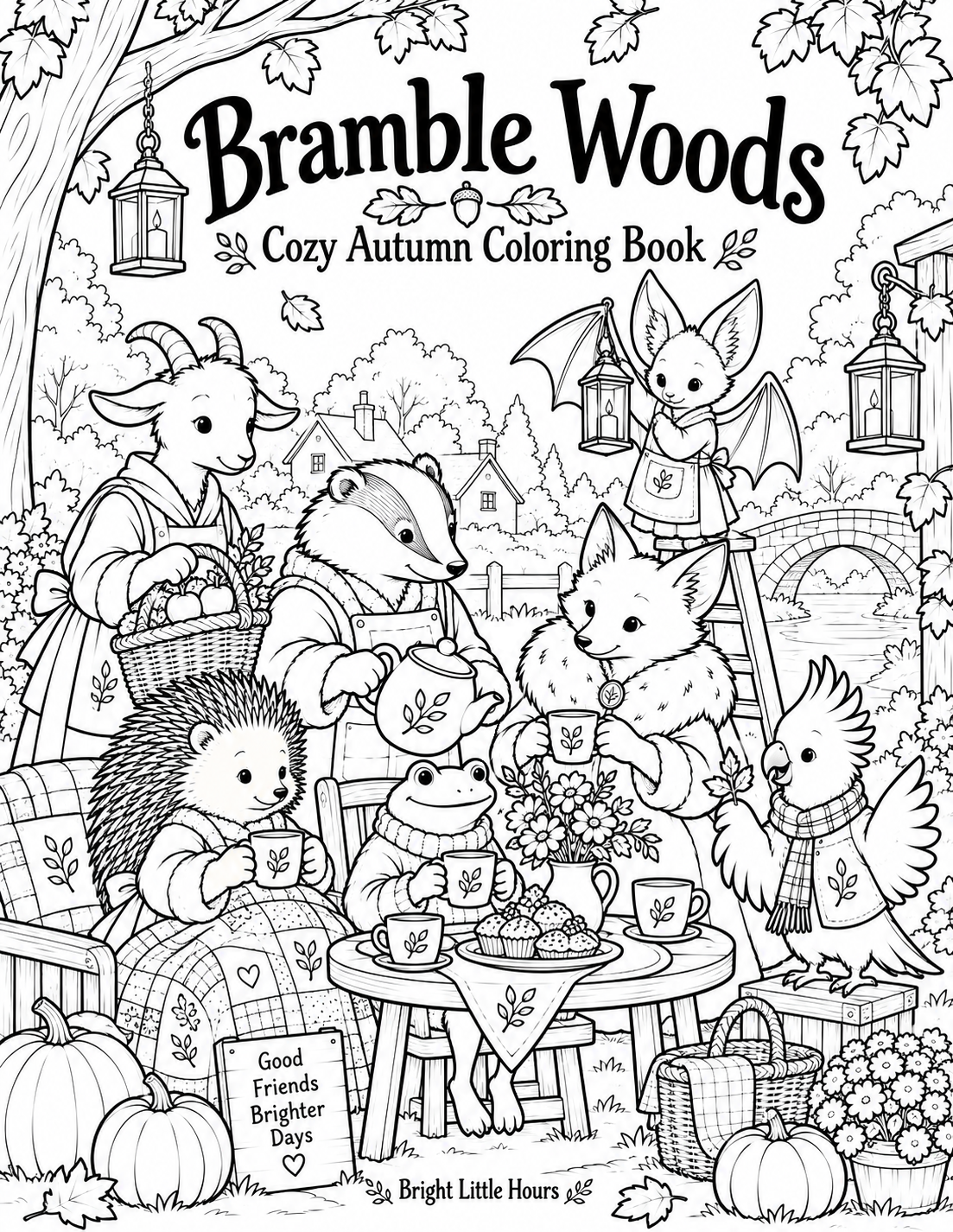 Bramble Woods Autumn printable coloring collection cover.