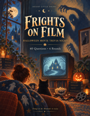 Frights on Film Halloween movie trivia game — 40 questions and 4 rounds