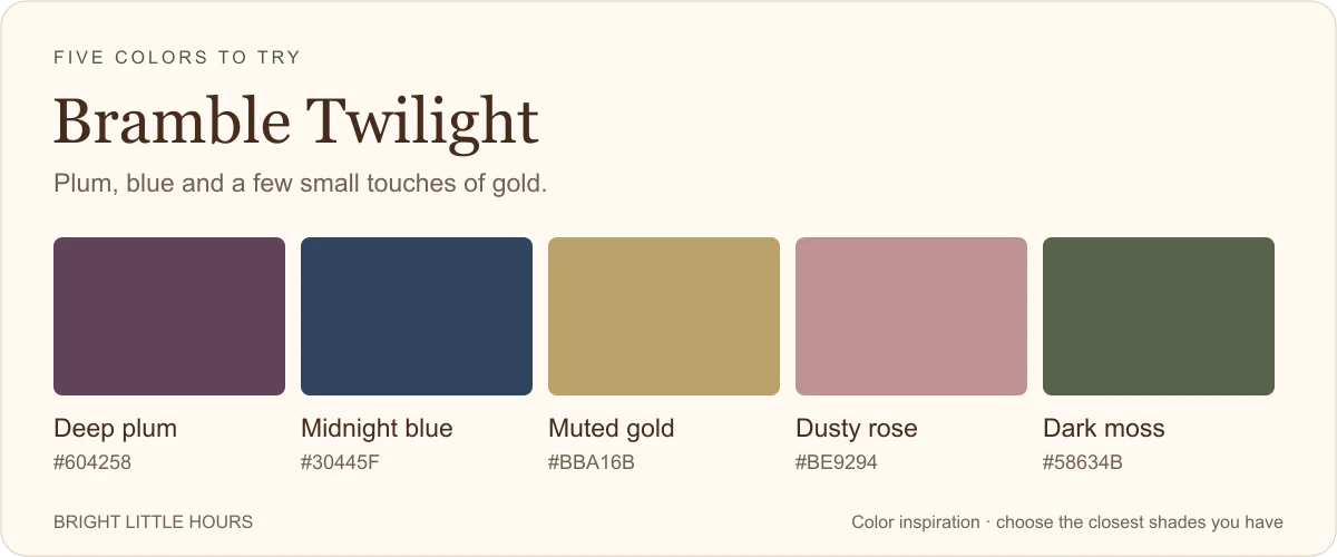 Bramble Twilight: five fall color swatches