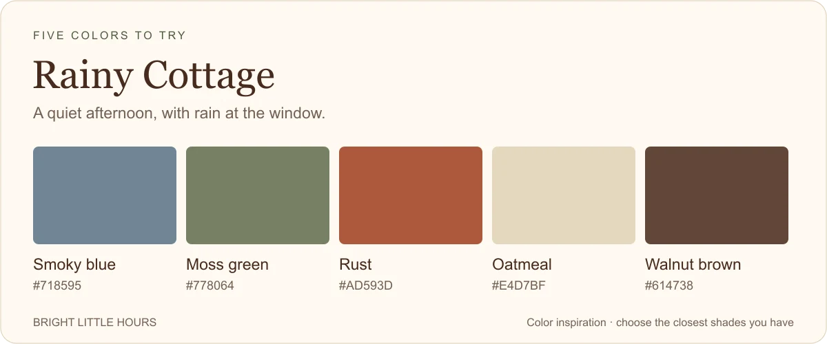Rainy Cottage: five fall color swatches