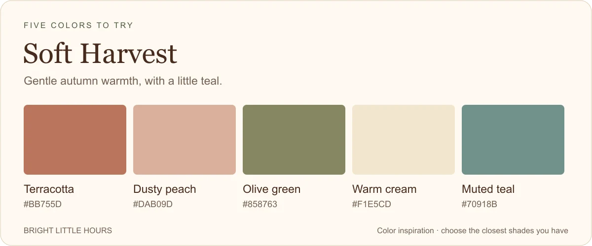Soft Harvest: five fall color swatches