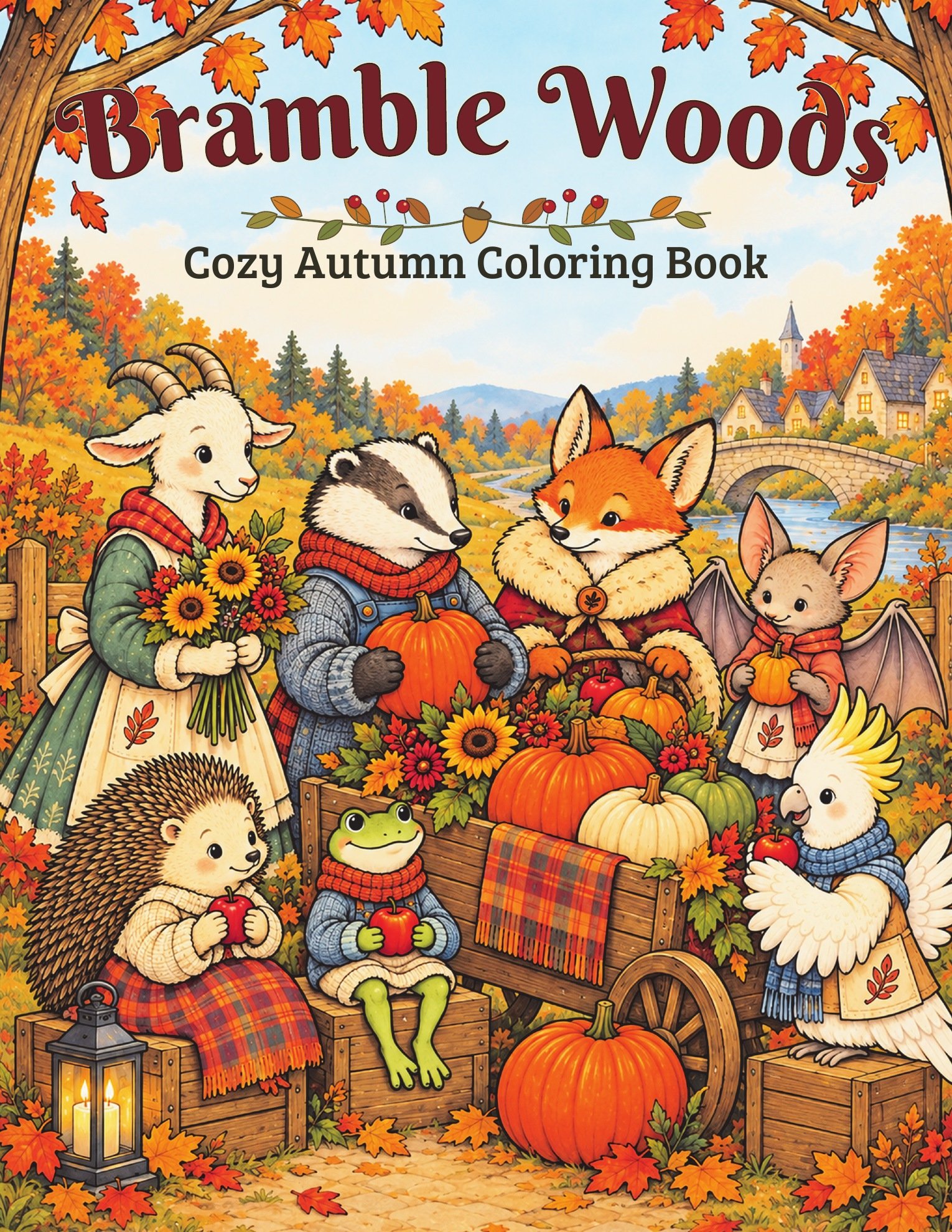 Bramble Woods Cozy Autumn Coloring Book paperback cover.